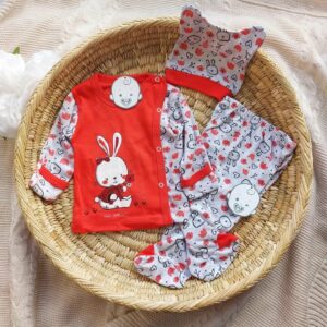Pyjama bébé 3 pièces Lapin rouge