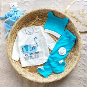 Pyjama bébé 3 pièces Tigre turquoise