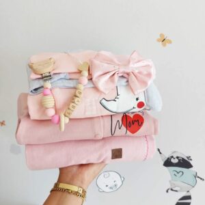 Pack cadeau pour bébé fille éléphante rose