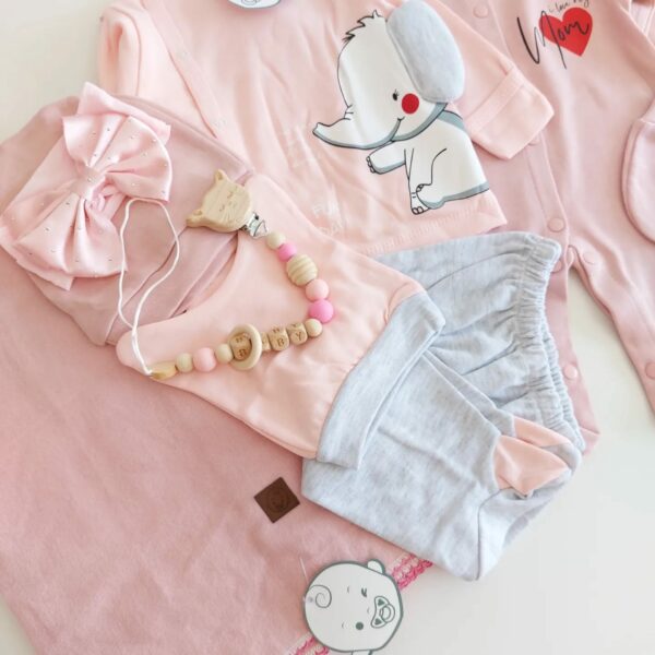 Pack cadeau pour bébé fille éléphante rose