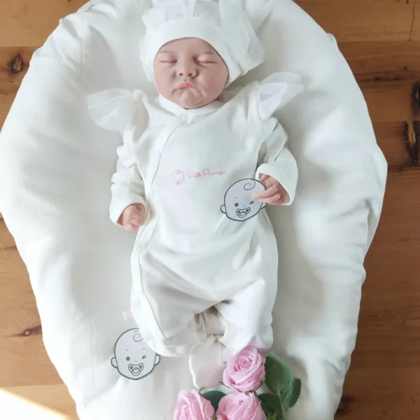 Grenouillère bébé fille avec bonnet en dentelle-Queen of family