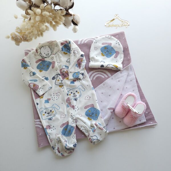 Pack 4 in 1 grenouillère + bonnet + couverture + chaussette