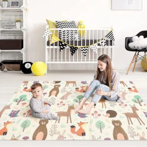 Tapis de jeu double face pour bébé, épais, antidérapant, pliable, 200 x180 cm