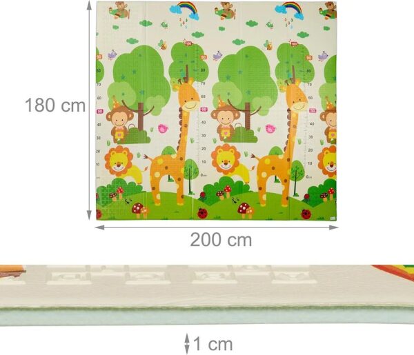Tapis de jeu double face pour bébé, épais, antidérapant, pliable, 200 x180 cm – Image 2