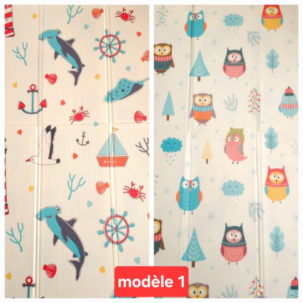 Tapis de jeu double face pour bébé, épais, antidérapant, pliable, 200 x180 cm – Image 5