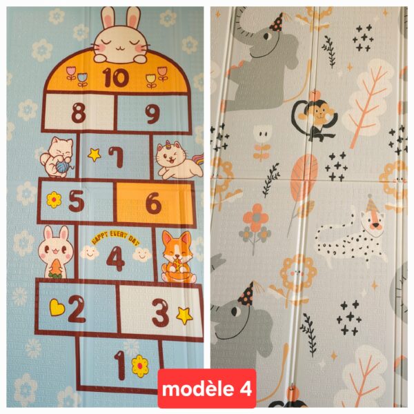 Tapis de jeu double face pour bébé, épais, antidérapant, pliable, 200 x180 cm – Image 8