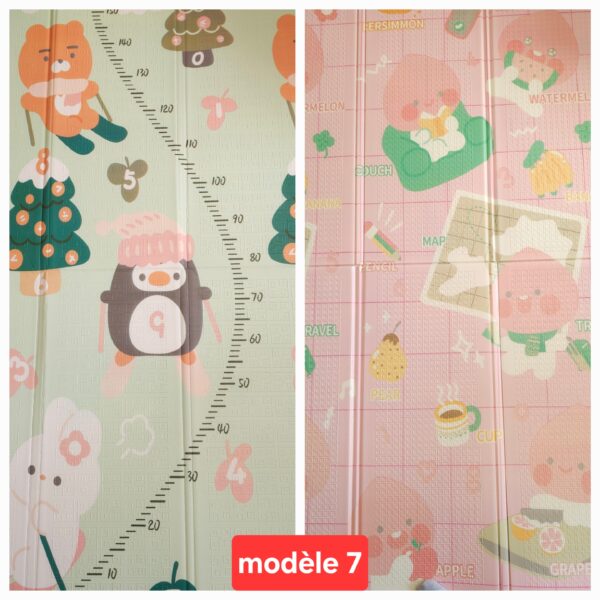 Tapis de jeu double face pour bébé, épais, antidérapant, pliable, 200 x180 cm – Image 11