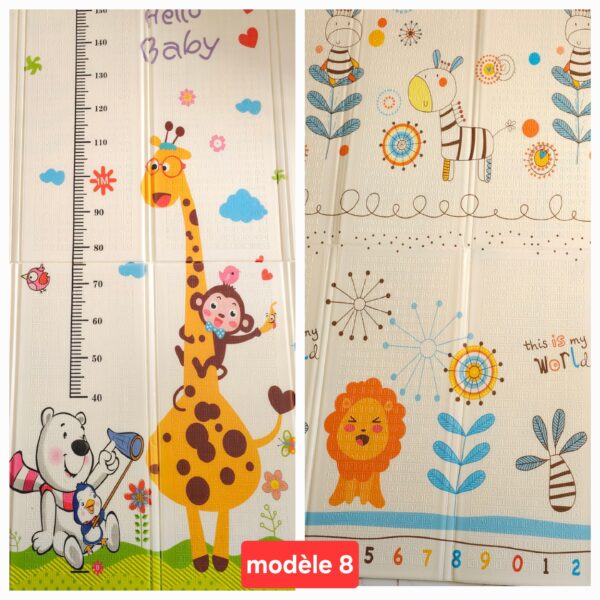 Tapis de jeu double face pour bébé, épais, antidérapant, pliable, 200 x180 cm – Image 12