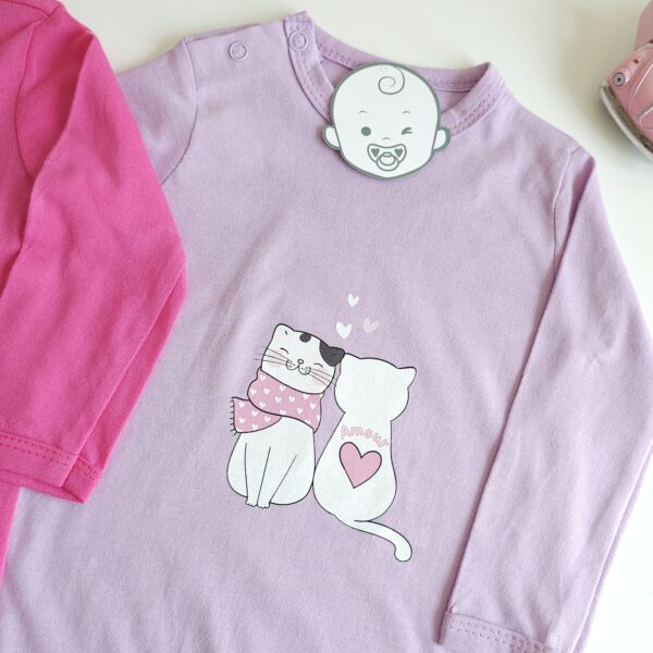 Lot de 2 grenouillères bébé 100% coton – CATS - Image 3
