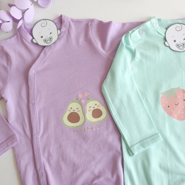 Lot de 2 grenouillères bébé 100% coton – FRUITS - Image 3