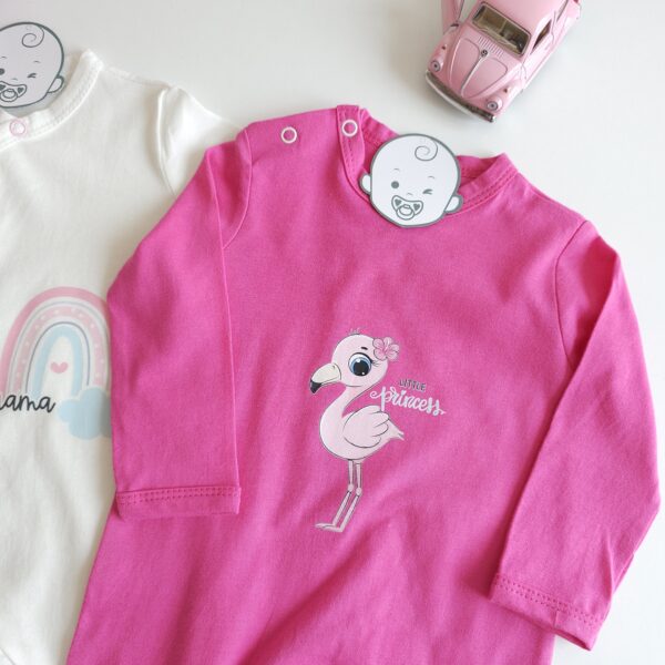Lot de 2 grenouillères bébé 100% coton – FLAMINGO – Image 3