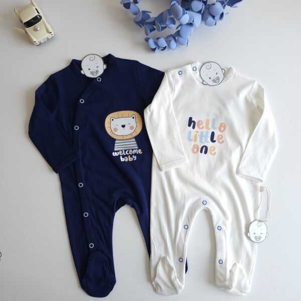 Lot de 2 grenouillères bébé 100% coton – LION