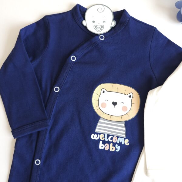 Lot de 2 grenouillères bébé 100% coton – LION - Image 2