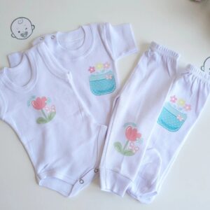 Pack 2 Body 2 Pantalon pour bébé  " Spring Flowers "