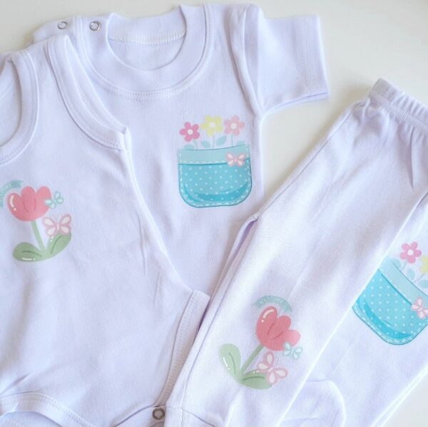 Pack 2 Body 2 Pantalon pour bébé  " Spring Flowers " - Image 2