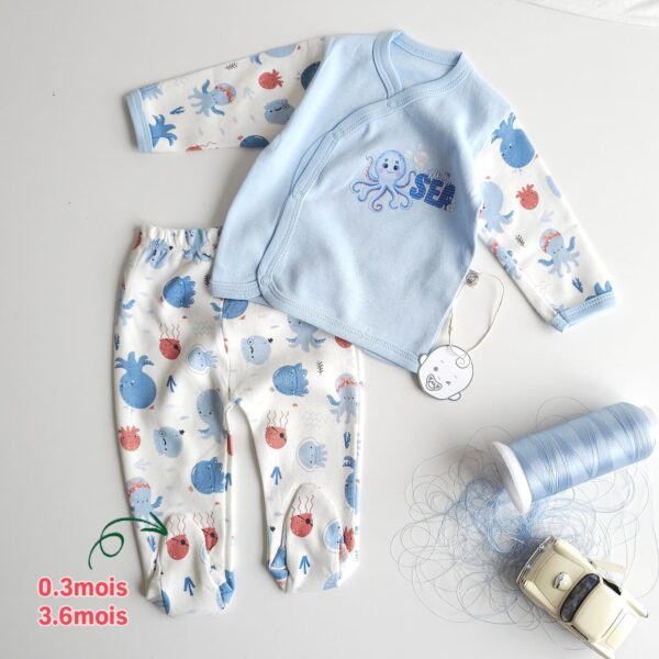 Pyjama Bébé 2 Pièces – "HOLA SEA " – 100% Coton OEKO-TEX – Image 2