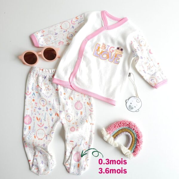 Pyjama Bébé 2 Pièces – "BIG LOVE " – 100% Coton OEKO-TEX - Image 2