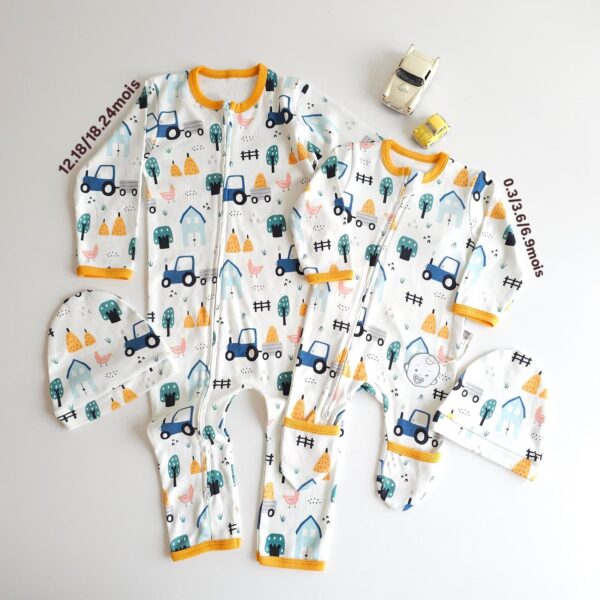 Grenouillères Bébé 100% Coton Premium | Fermeture Double Zip – Certifié OEKO-TEX " FARME "