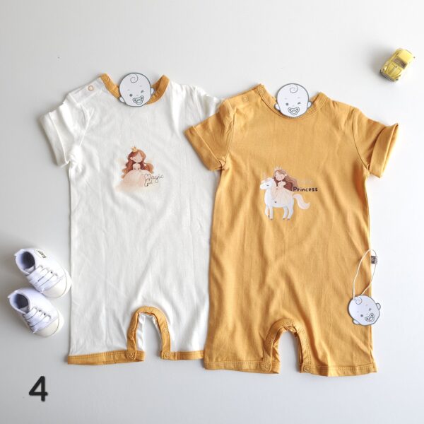 Lot de 2 Combinaisons bébé été 0 à 9 mois 100% coton doux – Image 5