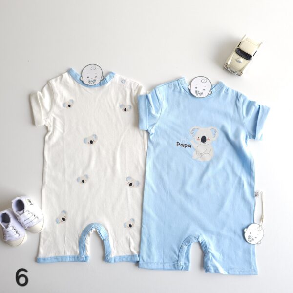 Lot de 2 Combinaisons bébé été 0 à 9 mois 100% coton doux – Image 7