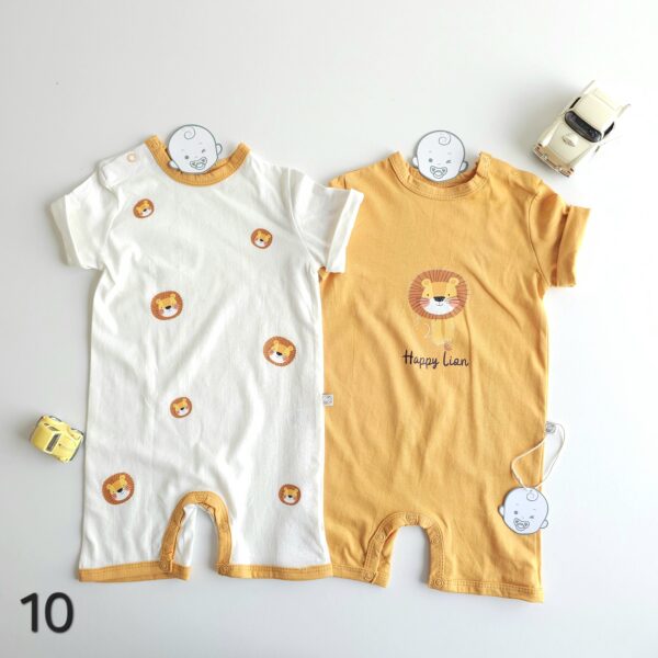 Lot de 2 Combinaisons bébé été 0 à 9 mois 100% coton doux – Image 11