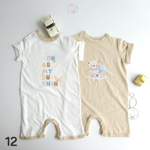Lot de 2 Combinaisons bébé été 0 à 9 mois 100% coton doux – Image 13