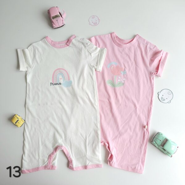 Lot de 2 Combinaisons bébé été 0 à 9 mois 100% coton doux – Image 14