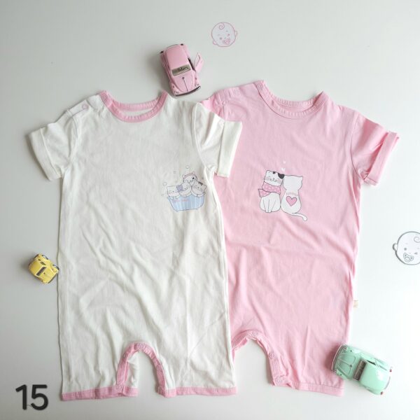 Lot de 2 Combinaisons bébé été 0 à 9 mois 100% coton doux – Image 16