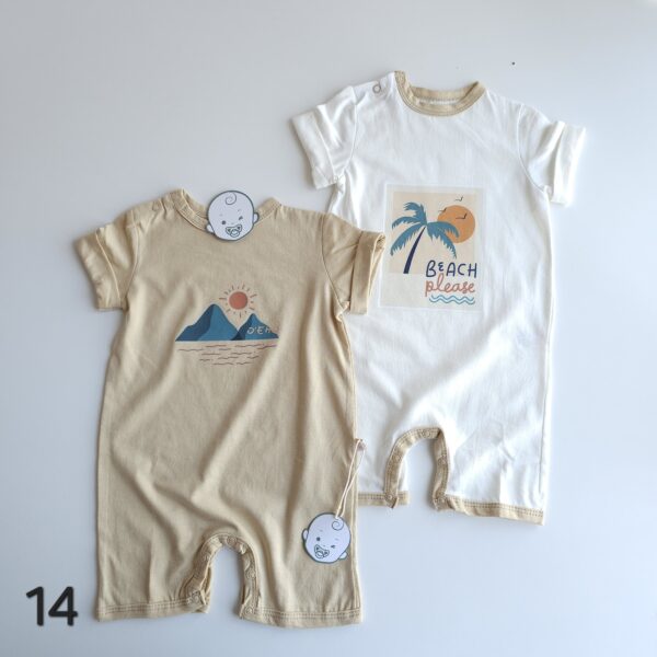 Lot de 2 Combinaisons bébé été 0 à 9 mois 100% coton doux – Image 15