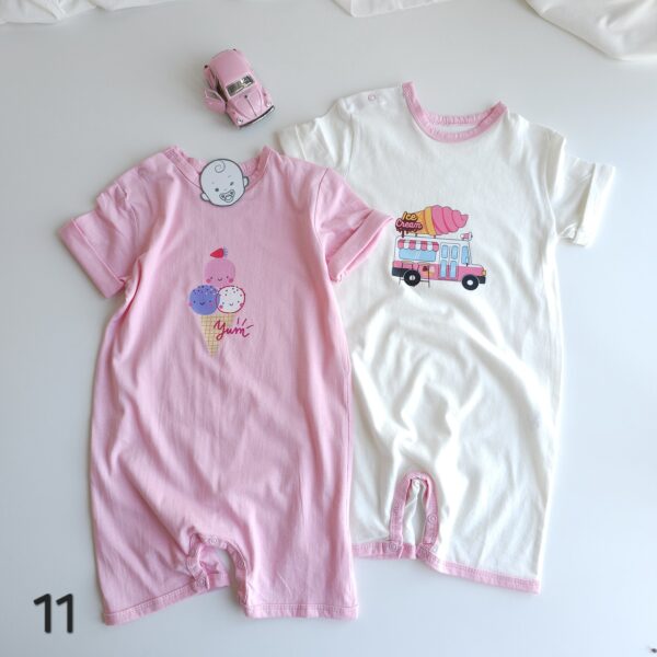 Lot de 2 Combinaisons bébé été 0 à 9 mois 100% coton doux – Image 12