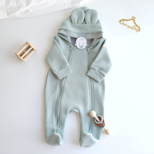 Grenouillère bébé montonier pour hiver avec capuche 100% coton chaud pour fille et  garçon – 0-9 mois – Maroc – Image 5