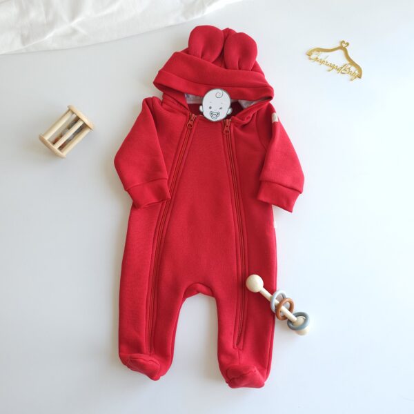 Grenouillère bébé montonier pour hiver avec capuche 100% coton chaud pour fille et  garçon – 0-9 mois – Maroc – Image 3