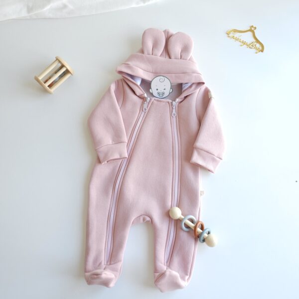Grenouillère bébé montonier pour hiver avec capuche 100% coton chaud pour fille et  garçon – 0-9 mois – Maroc – Image 4