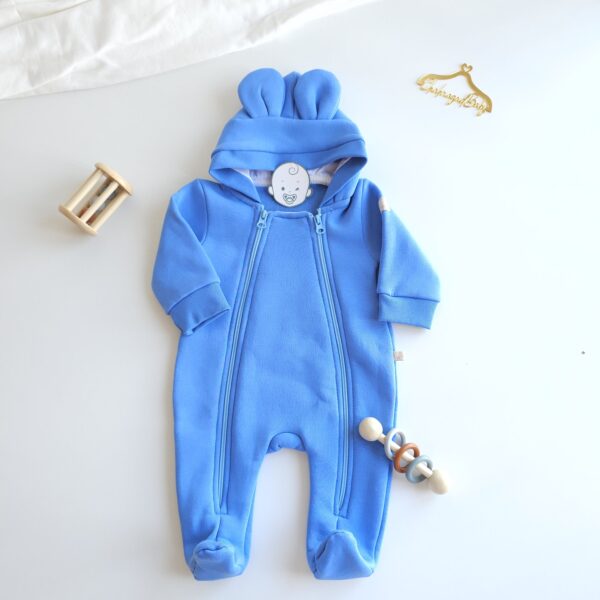 Grenouillère bébé montonier pour hiver avec capuche 100% coton chaud pour fille et  garçon – 0-9 mois – Maroc – Image 6