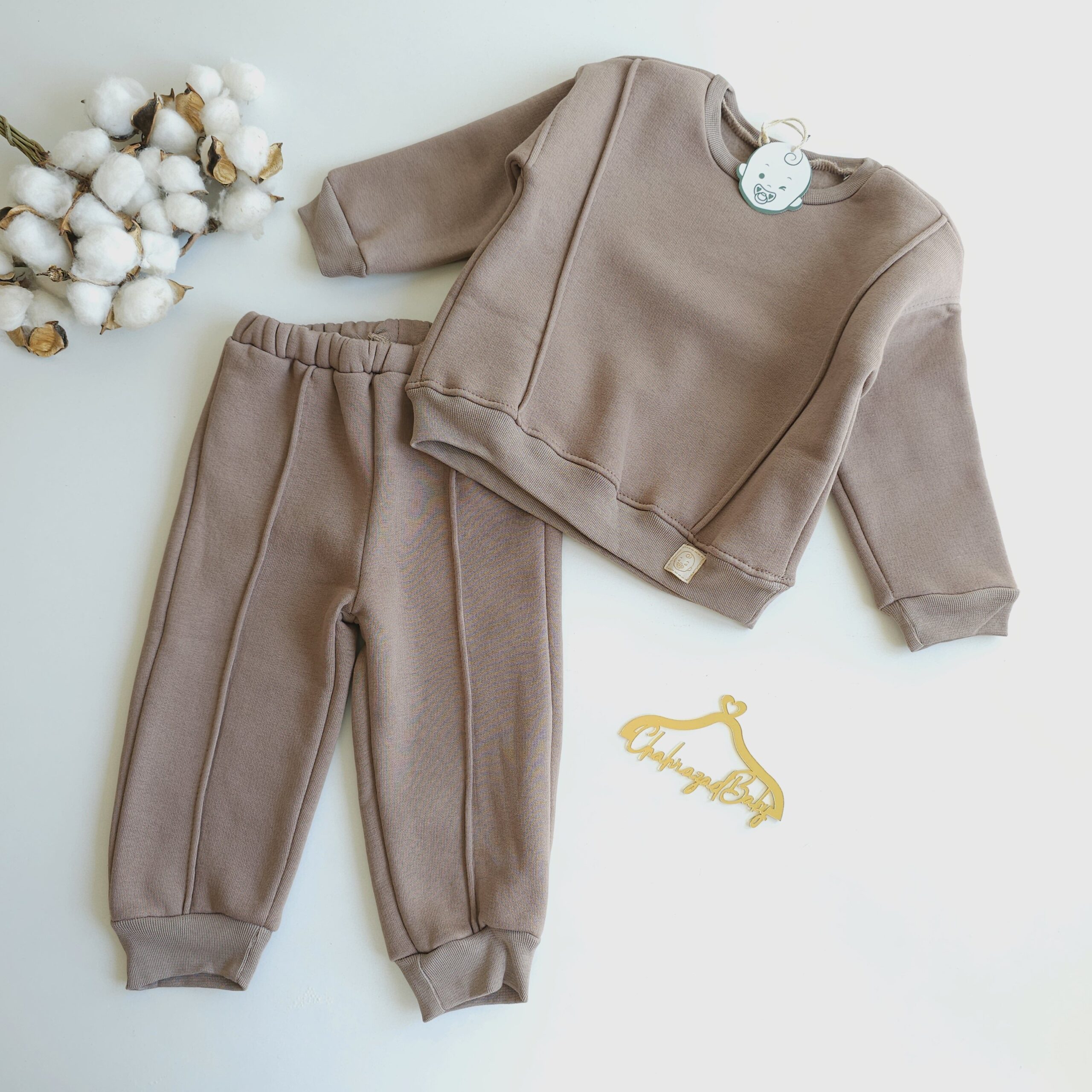 Ensemble d’Hiver Bébé 100% Coton – hoodie et pantalon bébé – Image 5