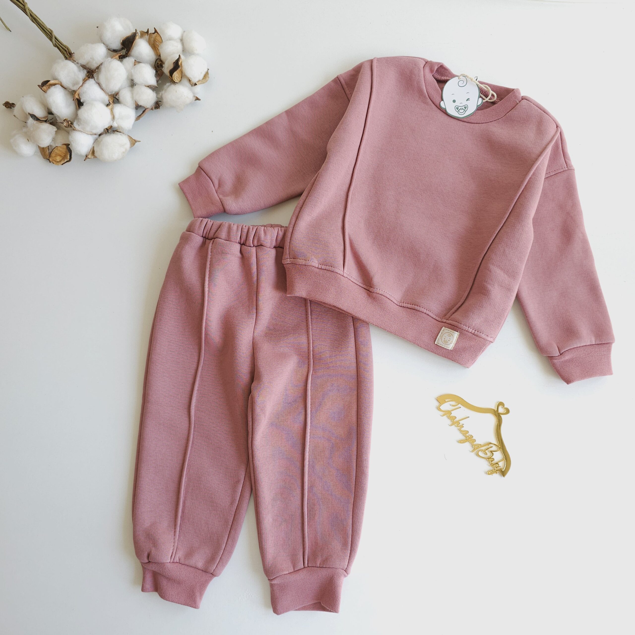 Ensemble d’Hiver Bébé 100% Coton – hoodie et pantalon bébé – Image 3