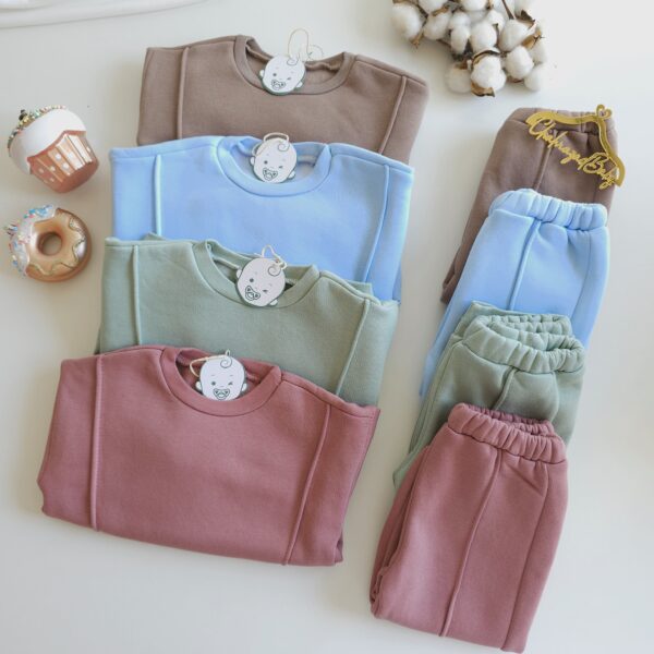 Ensemble d’Hiver Bébé 100% Coton – hoodie et pantalon bébé – Image 2
