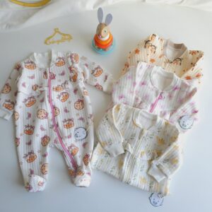 Pyjama Grenouillère Bébé 100% Coton Doublé Chaleur | 0-9 Mois