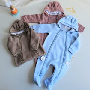Grenouillère bébé montonier pour hiver avec capuche 100% coton chaud pour fille et garçon - 9 a 18 mois