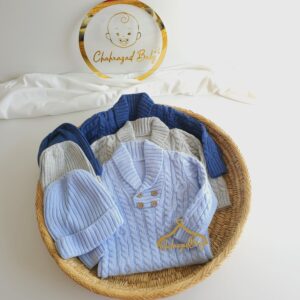 Grenouillère, Ensemble tricoté bébé avec bonnet – pour l’hiver