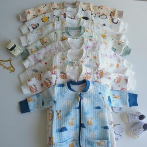 Pyjama Grenouillère Bébé 100% Coton Double gaz  |Matelassé | 0-9 Mois