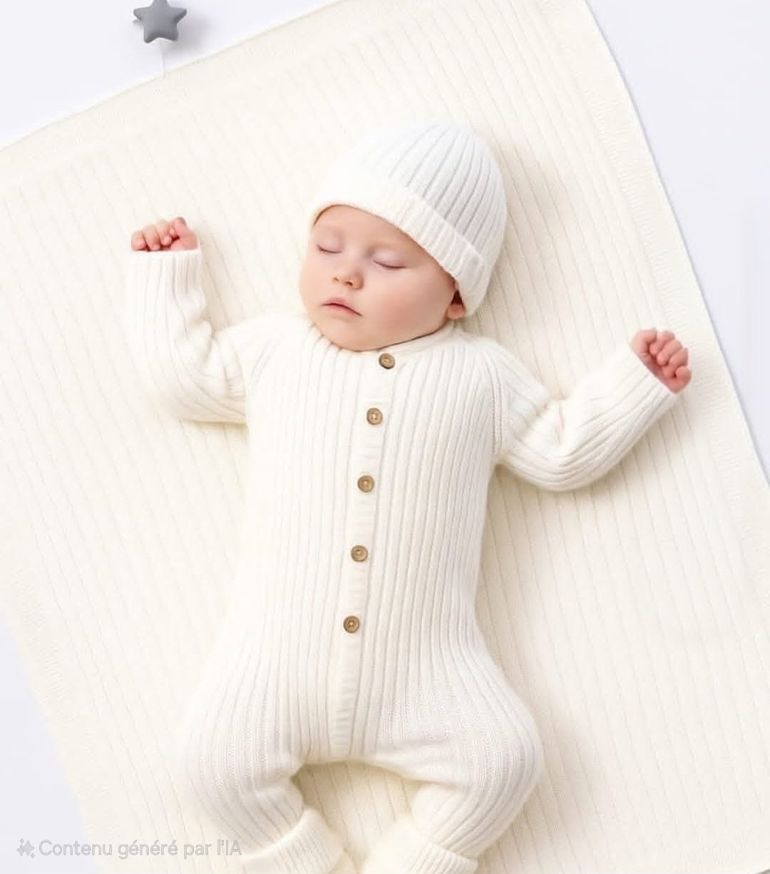 Coffret Cadeau de Naissance 4 Pièces en Tricot Côtelé - Collection Premier Jour de Bébé