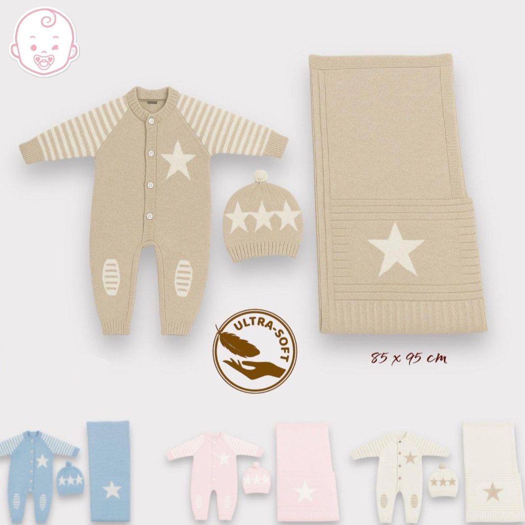 Ensemble Tricoté Doux « Étoile » - 3 Pièces - Image 6