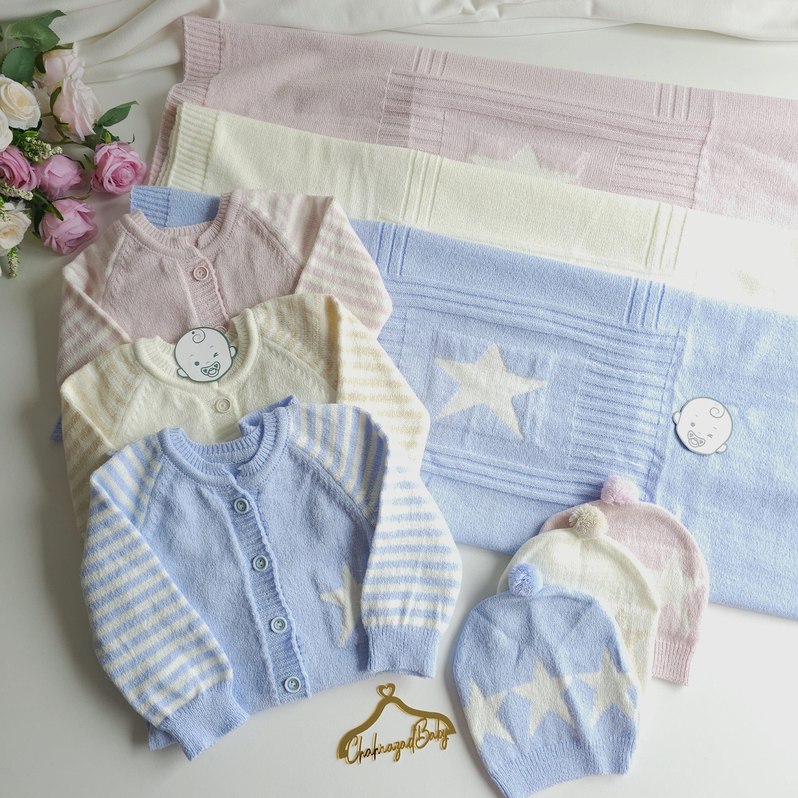 Ensemble Tricoté Doux « Étoile » - 3 Pièces