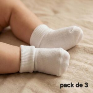 Lot de 3 Chaussettes Bébé 100% coton Douces – Confort Quotidien Essentiel