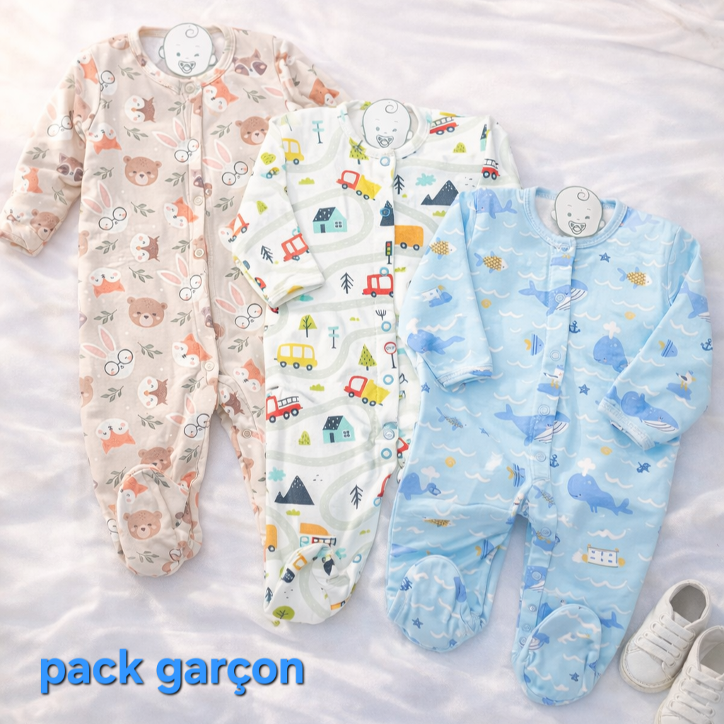Pack 3 Grenouillères Bébé – Confort Quotidien Essentiel – Image 3