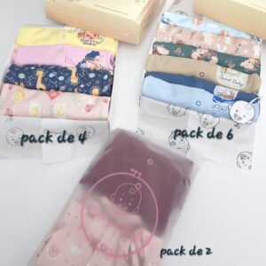 Pack grenouillères bébé 100% en coton – pack 2 ps , 4 ps ou 6 pièces
