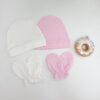 Bonnet et Moufles Bébé 100% Coton– Doux et Confortable