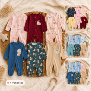 6 pièces Barboteuses à manches longues et pieds, pyjamas doux et confortables pour bébés, meilleur cadeau pour les nouveau-nés 100% coton