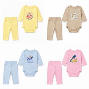 Ensemble Bébé 2 Pièces Body & Pantalon 100% Coton OEKO-TEX – 0 à 12 Mois
